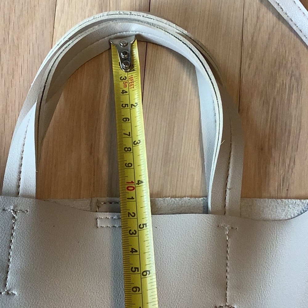 🌹 Street Level Silver Metallic Cream Faux Leather Tote Bag Purse Colorblock - Picture 6 of 14